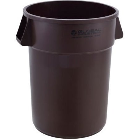 GEC Global Industrial Plastic Trash Can, 44 Gallon, Brown XDW-007-BN